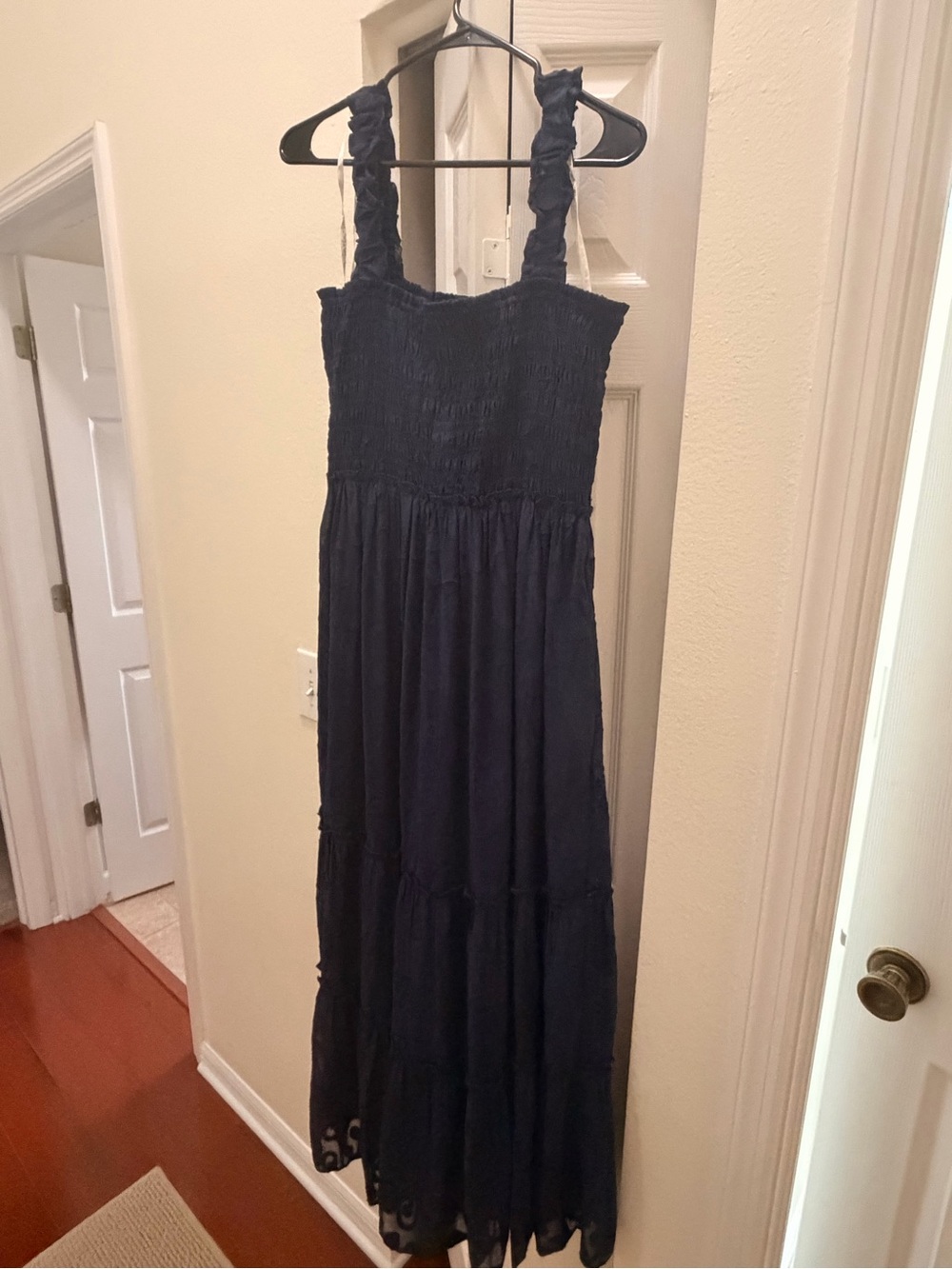 Lilly Pulitzer Navy Ruffled-Strap Smocked Maxi Dress
